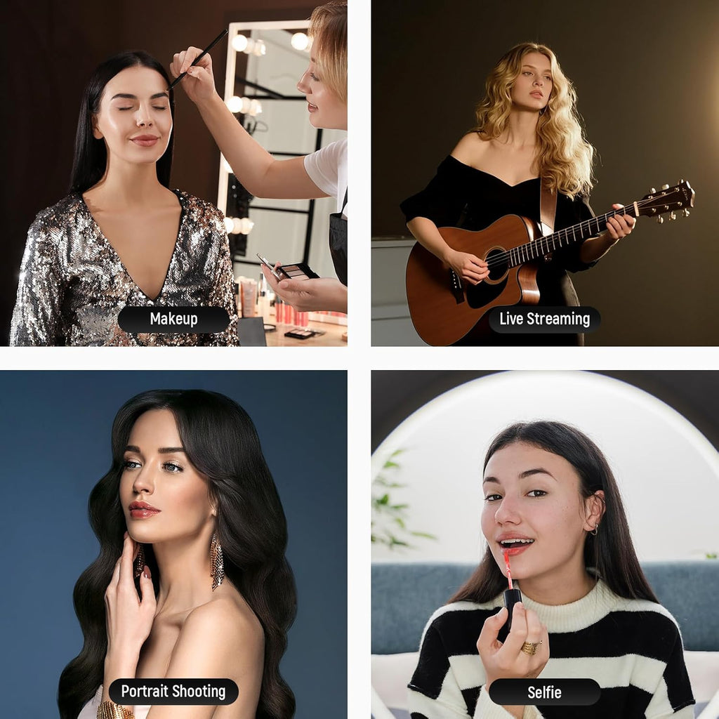 NEEWER RP19H 19" Ring Light with Tripod Stand/3 Phone Holders/Cleaning Cloth Compatible with iPhone, 2.4G Touch Control LED Ringlight for Video Recording Studio Streaming Zoom Selfie Makeup Lighting