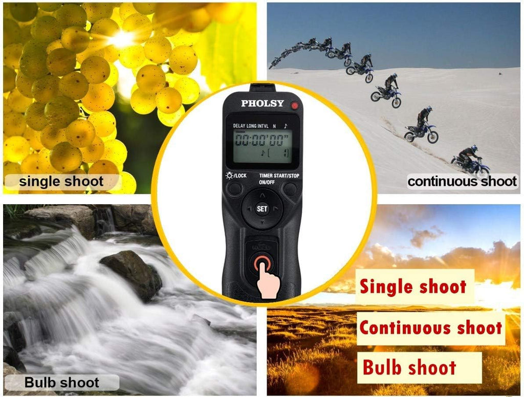 PHOLSY O6 Timer Remote Cable Control with Intervalometer for Olympus E-M1, E-M5 II, E-M10 II, Pen-F, E-PL8, E-PL7, E-PL6, E-PL5, E-PL3, E-PL2, E-P5, E600, E620, 590UZ, 810UZ, Replaces Olympus RM-UC1