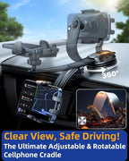 YRU [2025 Ultimate Car Phone Holder [Bendable & Adjustable Aluminum Arm] Cell Phone Automobile Cradles Dashboard Windshield Pickup Truck Phone Mount for iPhone 16 15 14 13 Pro Max Samsung,Tomato Red