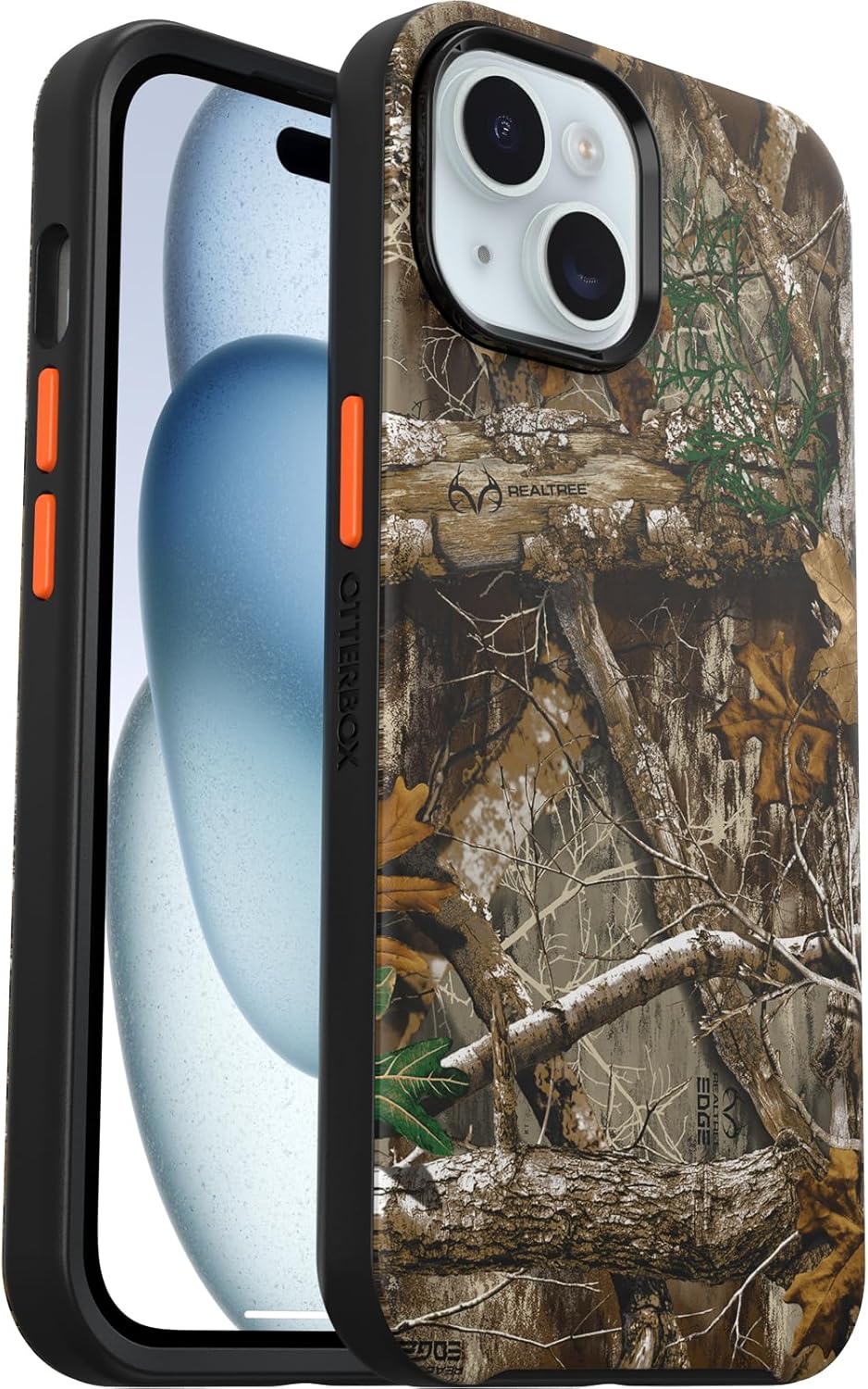OtterBox iPhone 16e, 15, 14, & 13 Symmetry Series Case - Realtree Edge (Orange/Camo), Snaps to MagSafe, Ultra-Sleek, Raised Edges Protect Camera & Screen