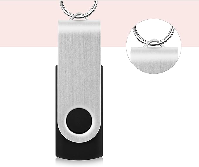 KOOTION 100 Pack 2GB Flash Drive Bulk USB 2.0 Thumb Drive Wholesale Flash Drives Swivel Memory Stick Jump Drive (Black, 100 Pcs 2GB Without Logo)