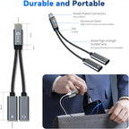 Dual USB C Audio Adapter and Charger Audio Adapter,2 in 1 Hi-Res 16bit/48kHz DAC Aux to USB C with 60W PD Fast Charging Dongle Cable for iPhone 16 Pro Max, Galaxy S25Ultra, iPad Pro(USB-USB, 3Pack)