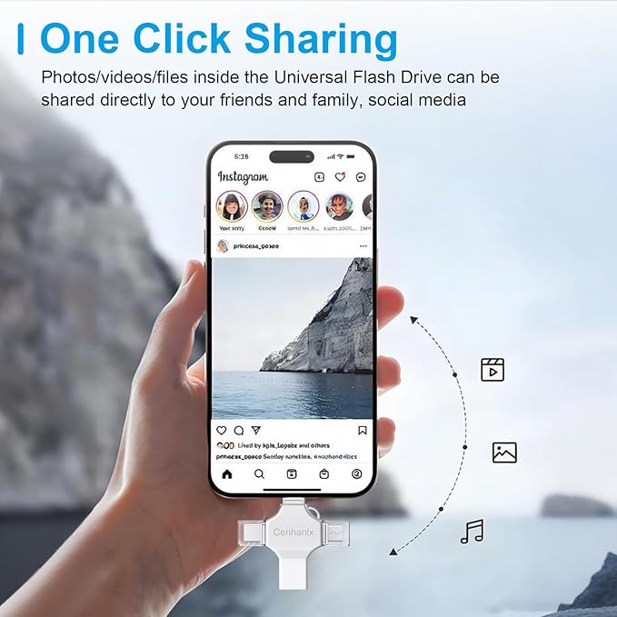 Photo Stick USB Flash Drive128GB Memory Stick Omni USB 3.0 High Speed Thumb Drives Portable Mini Storage Device External Storage for Smartphone/Laptop/PC/Android