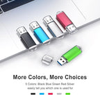 TOPESEL 32GB 10Pack 3.0 USB Flash Drive High Speed 32G Thumb Drive Memory Stick for PC Laptops Tablets TVs Car Audio(5 Mixed Colors: Black Blue Green Red Silver)