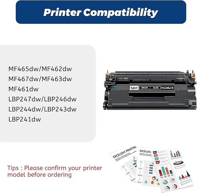 070 Toner Cartridges,for Canon 070 CRG070 070H for Canon imageCLASS MF465dw, MF462dw, LBP247dw, LBP246dw Printer,2 Black (with Chip)