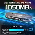 Flash Drive 1TB, USB 3.2 Gen2 Up to 1050MB/s, USB Drive, USB A + Type C External Portable SSD for iPhone 15/Pro/Android Phone/Windows/MacPC/Laptops, FF952