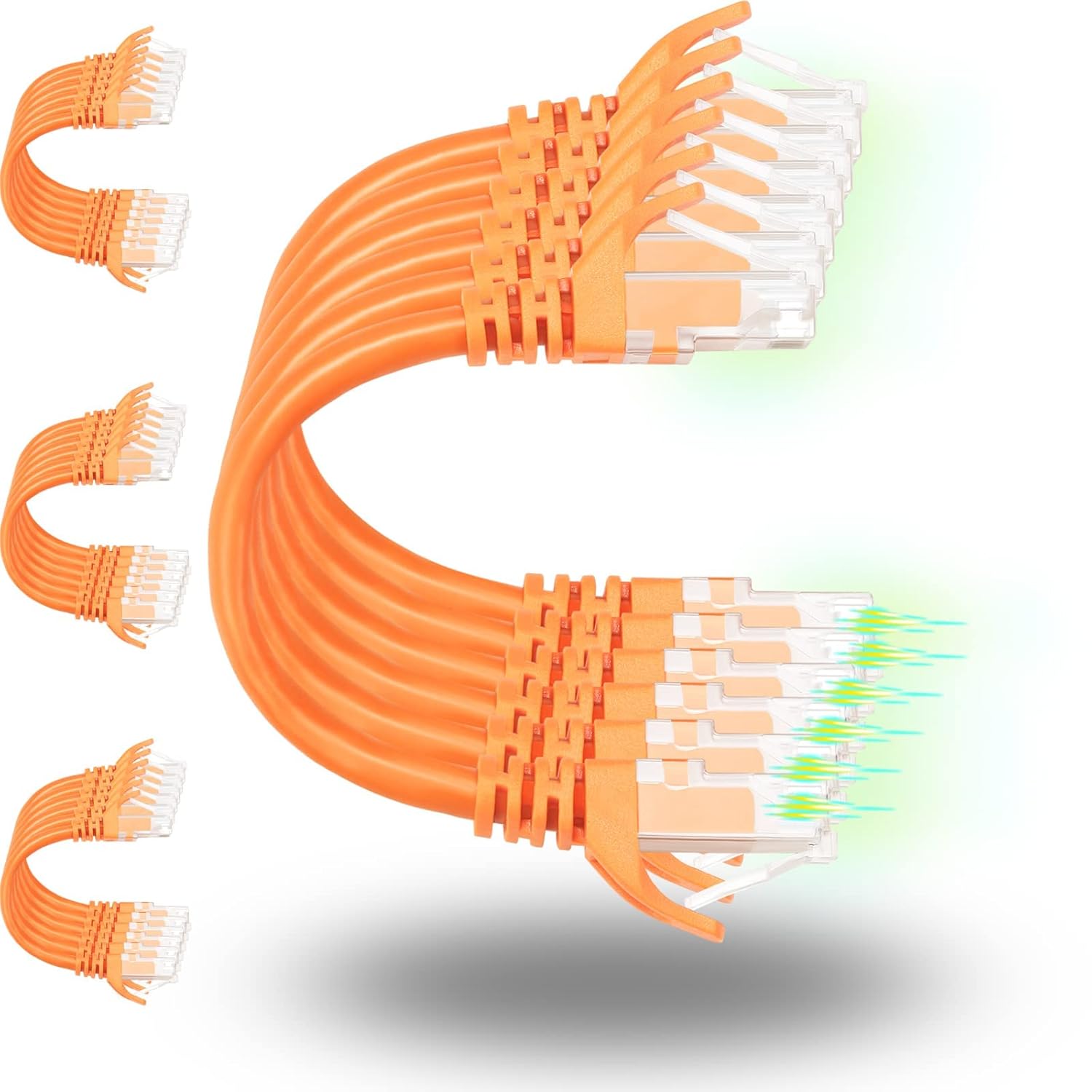 Rapink Patch Cables Cat6 3ft (24 Pack), Ethernet Patch Cable 10G Support, Cat 6 Patch Cable for Patch Panel to Switch, Flexiable Cat 6 Ethernet Cable with Gold Plated Orange