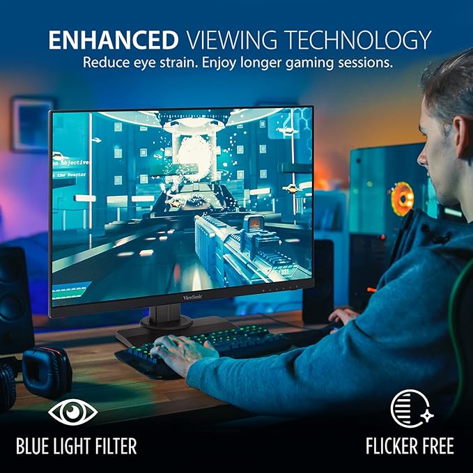 ViewSonic XG2431 24 Inch 1080p Gaming Monitor with 240Hz, 0.5ms, FreeSync Premium, NVIDIA G-Sync Compatible, Advanced Ergonomics, Eye Care, HDR400