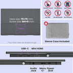 Portable Gaming Monitor 16 Inch QHD 2.5K 2560X1600 16:10 100 Hz 100% sRGB 10 Bit Travel Monitor for MacBook, Laptop, PC, Surface, Game Console, VESA Compatible, with Kickstand & Sleeve