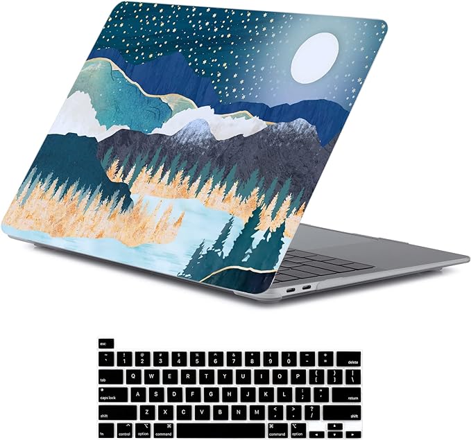 LanBaiLan Compatible for MacBook Pro 13 inch with Touch Bar 2022 2020 2019 2018 2017 2016 Release M1 M2 A2338 A2289 A2251 A2159 A1989 A1706 A1708, Laptop Hardshell Case and Keyboard Cover, Art Scenery
