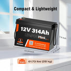 12V 314Ah LiFePO4 Lithium Battery with Bluetooth – 4.19kWh Energy, 100A BMS, 15000+ Cycles, Low-Temp Protection – for RV, Marine, Solar, Off-Grid, Home Backup (Compact & Lightweight)