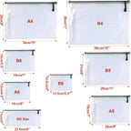 Oaimyy-A4(9"x 13",12 Pcs),Plastic Mesh Zipper Pouch Document Folders Bag Zip File Folders for School Office Supplies, Travel,Puzzles Games Organizing Storage-Black