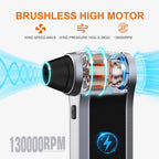 Electric Air Duster - 130000RPM Compressed Air Duster with Brushless Motor,3-Gear Speeds - Air Duster, 4pcs Nozzles - Mini Blower for Keyboard,Car,PC,Home Cleaning