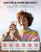 MFi Certified 256GB Flash Drive for iPhone iPad, Photo Stick for External Memory Storage, Easily Back Up and Save Photos, USB Memory Stick Thumb Drive for iPhone/iPad/Android/PC (Light Pink, 256GB)