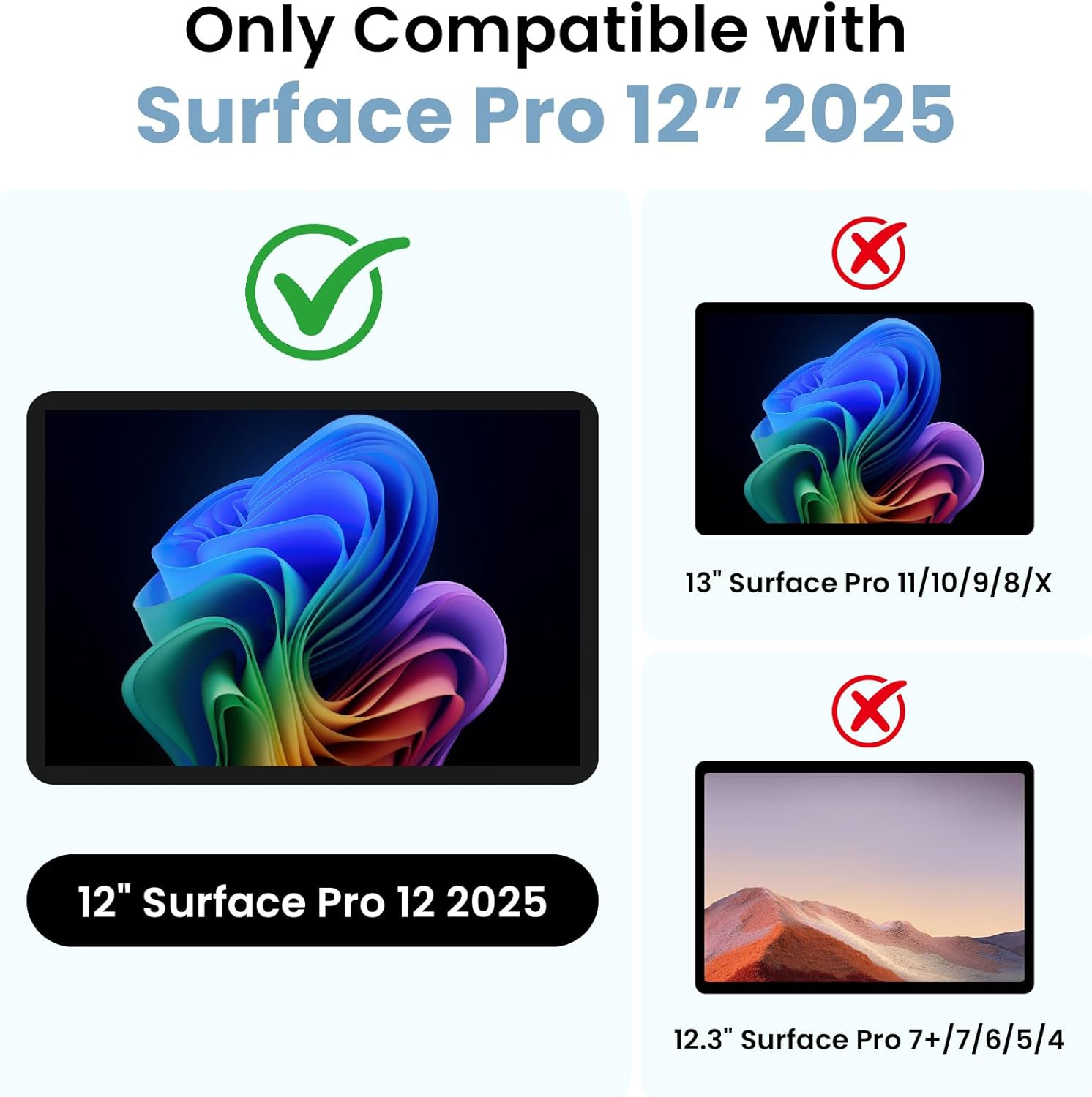 Omnpak Case for Microsoft Surface Pro 12" 2025, Lightweight Protective, Multiple Angle Viewing, Stylus Holder, Compatible with Type Cover Keyboard