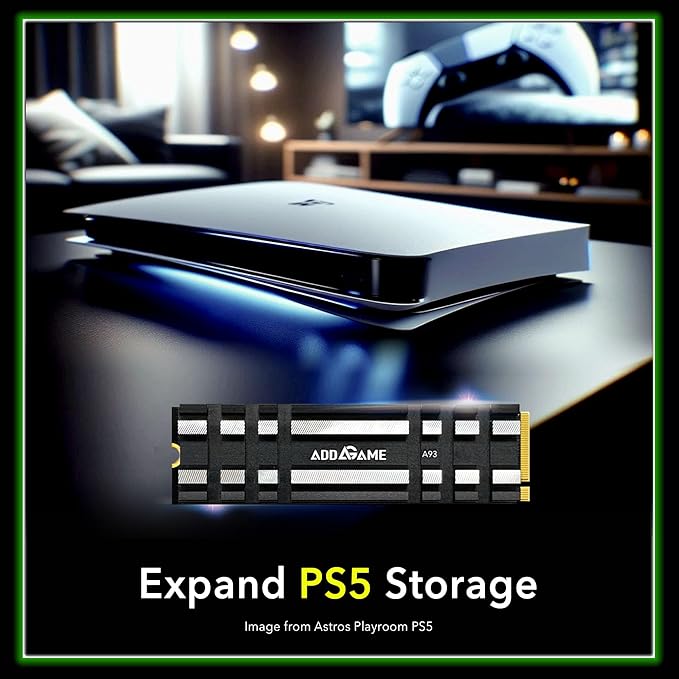 Addlink A93 4TB Storage Expansion for PS5 Console with Heatsink, Up to 7400mb/s, Gen 4 PCIe NVMe m.2 2280, SLC Cache Internal Solid State Drive(‎ad4TBA93M2P)