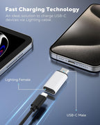 MoKo Lightning to USB C Adapter 2Pack, NOT for Earbuds/Headphones/OTG, USB-C to Lightning Adapter for iPhone 15/16 Pro/16 Pro Max/Plus,Galaxy S24,iPad, ONLY for Charging/Data Sync, White