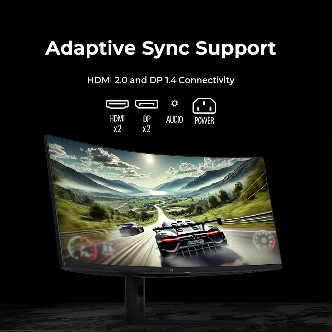 Deco Gear 34" 3440x1440 21:9 Ultrawide Curved Monitor, 180Hz, HDR10, 4000:1 Contrast Ratio, 99% sRGB, 16.7 Million Colors, Adaptive Sync, Blue Light Reduction