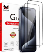 Screen Protector Tempered Glass Compatible with Apple iPhone 15 Pro Max (2 Pack)