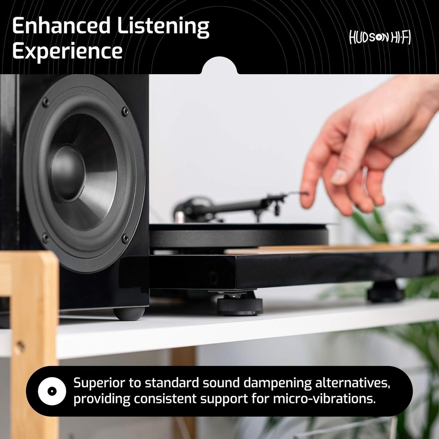 1" Platinum Silicone Speaker Isolation Pads - 8-Pack Non-Skid Speaker Pads with Adhesive, Speaker Isolation Feet for Record Player Isolation - Turntable Feet and Subwoofer Isolation Pad - 20 Duro