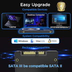 FX815 256GB SSD, 2.5" SATA SSD, Internal Solid State Drive, Up to 560MB/s, 3D NAND SLC Cashe, Compatible with Laptop & PC Desktop