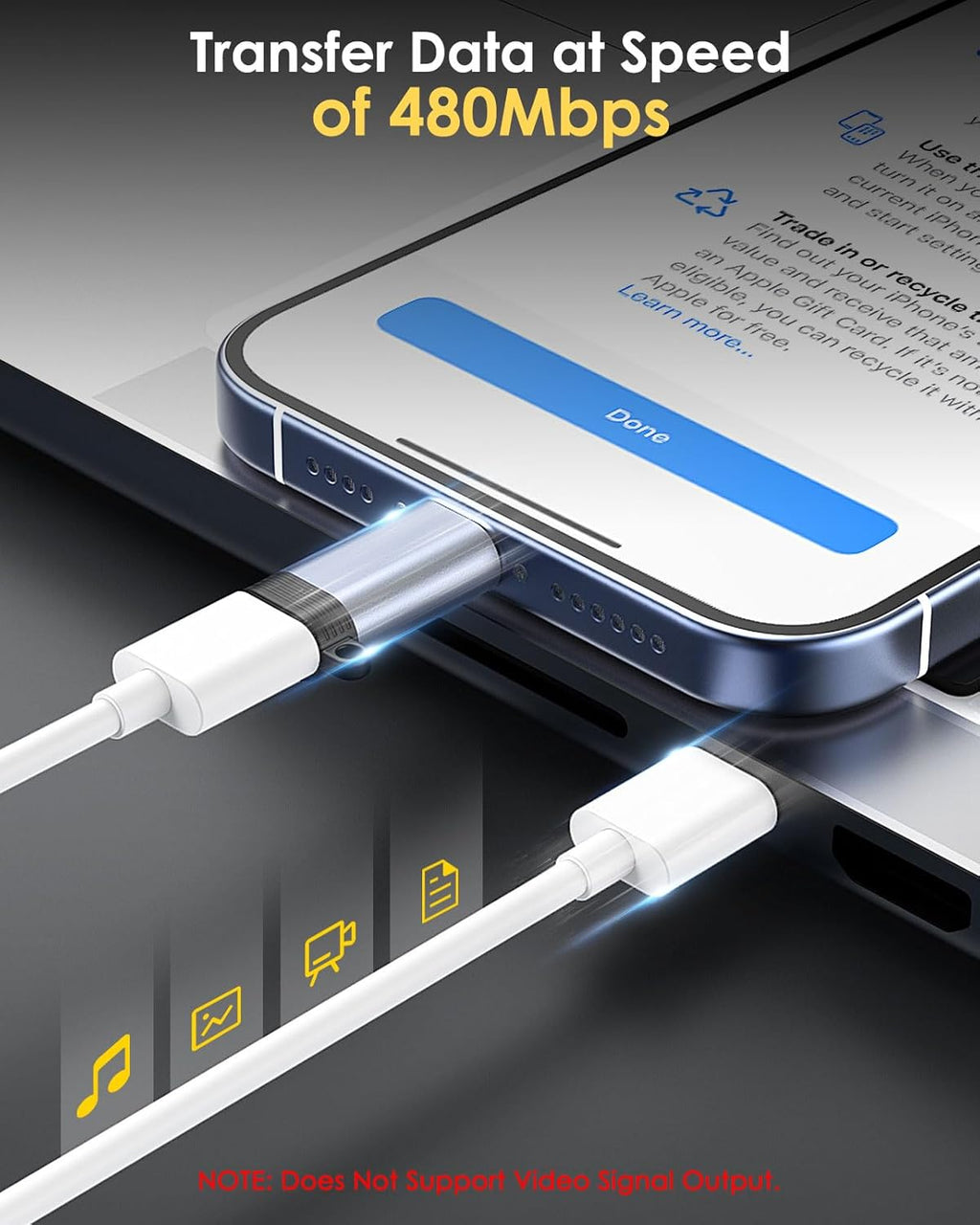 MoKo 4 Pack Lightning Female to USB C Male Adapter, iPhone to USB C Adapter for iPhone 15/16 Pro/16 Pro Max/16 Plus, Galaxy S24, iPad Air/Pro, for Charging/Data Transfer, NOT for Audio/OTG, Gray