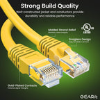 GearIT Cat 6 Ethernet Cable (24-Pack 2 Feet) Cat6 Network Patch, 10Gbps, RJ45, Snagless Cord, Gold-Plated Connectors, Internet for PC, TV, Tablet, Router, Printer, Servers, IT Data Center - Yellow
