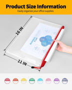 SUNEE Plastic Mesh Zipper Pouch 11x16 in (8 Colors, 24 Packs),Extra Large Water-Resistant Zip Bag for School Office Supplies, Puzzles & Games Organizing Storage