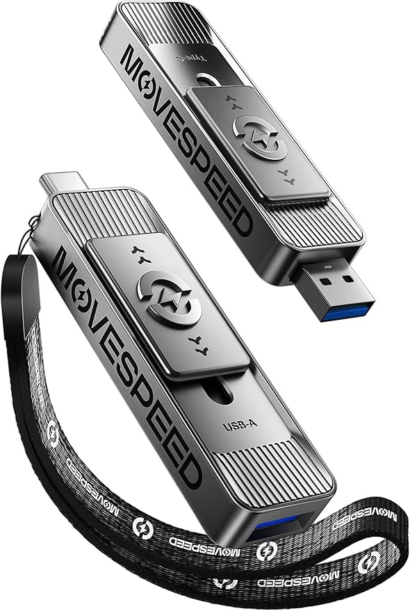 MOVE SPEED 512GB High-Speed 1050MB/s Read Pro Solid State Drives - Dual Ports USB 3.2 +Type C for Mac iOS Android Creators & Photographers