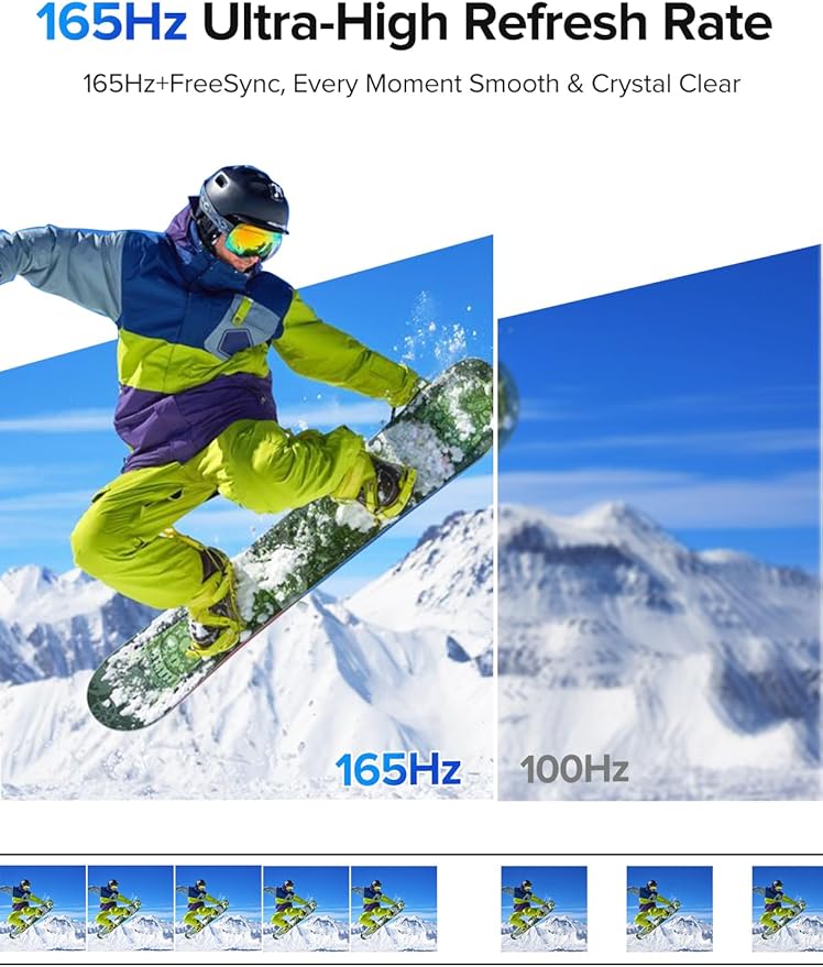 UPERFECT 24.5" 2K Portable Monitor Touchscreen, 165Hz Gaming Monitor FreeSync 0.1ms Fast IPS Large Screen, Built-in 180° Adjustable Stand/VESA, USB-C HDMI Second Screen for Laptop, Phone, Game Console