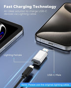 MoKo 2 Pack Lightning to USB C Adapter for iPhone Air 17 16 16e 15 Pro Max Plus, iPad, Galaxy - NOT for Earphones/Microphone/Flash Drive/iPencil, USB-C to Lightning Adapter ONLY for Charging/Data Sync