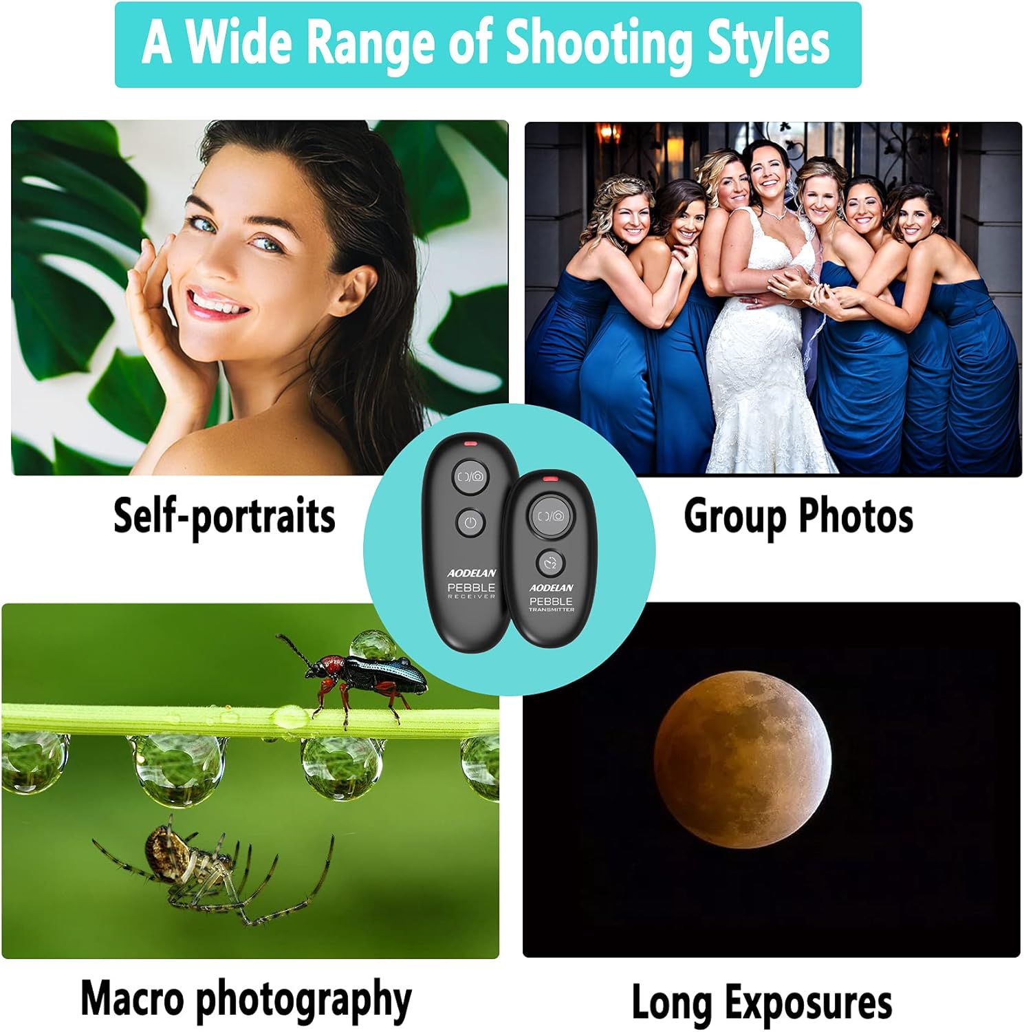 AODELAN Wireless Shutter Release for Canon T7, T7i,EOS RP, T6, 5D Mark IV, T3i, SL1, T3, 1300D,6D, T5,T2i, for Fujifilm X-T3 Replace Canon RS-60E3 and RS-80N3 Remote Switch