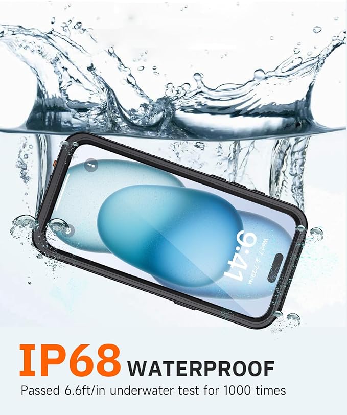 Lanhiem for iPhone 15 Privacy Case, Waterproof Dustproof Shockproof Cases for iPhone 15 with Privacy Screen Protector, Full Body Heavy Duty Protective Cover for iPhone 15-6.1 inch (Black)