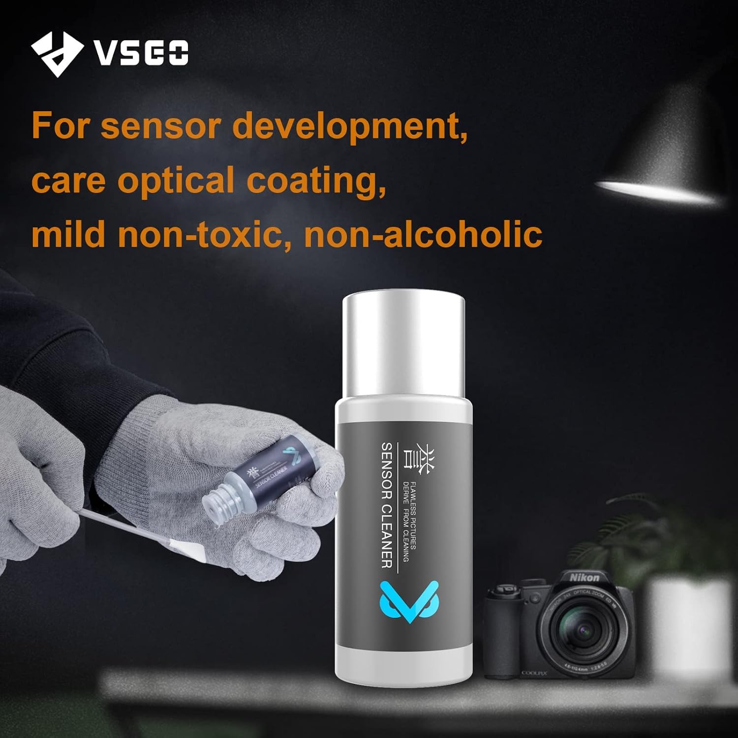 VSGO VS-S03E Full Frame Sensor Cleaning Kit, 12pcs Sensor Swabs & 10ml Cleaner, Compatible with Sony, Nikon, Canon FF CCD CMOS