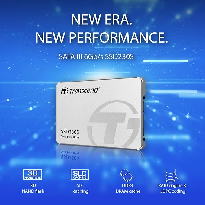 Transcend 1TB 2.5" SATA III 6Gb/s SSD with DRAM, Up to 560MB/s, Compatible with PS4, Laptops, Desktops, PCs, Notebooks, Internal Solid State Drive with SLC Cache, 3D TLC NAND, RAID Engine, LDPC Coding