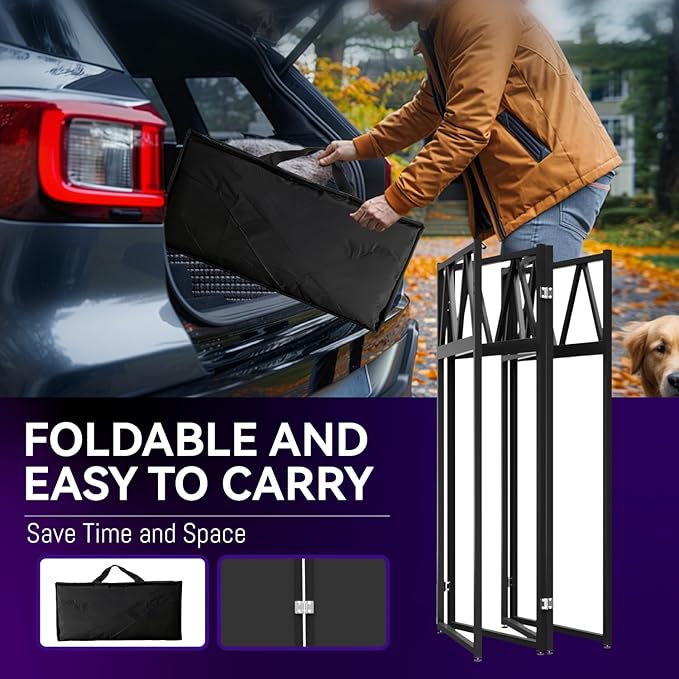 Portable DJ Booth T able,Foldable DJ Table Stand Portable with White & Black Scrim,Adjustable DJ Facade Booth Station Metal Frame D J Table with Cable Hole for Private Events, Clubs, Bars (50*25 XL)