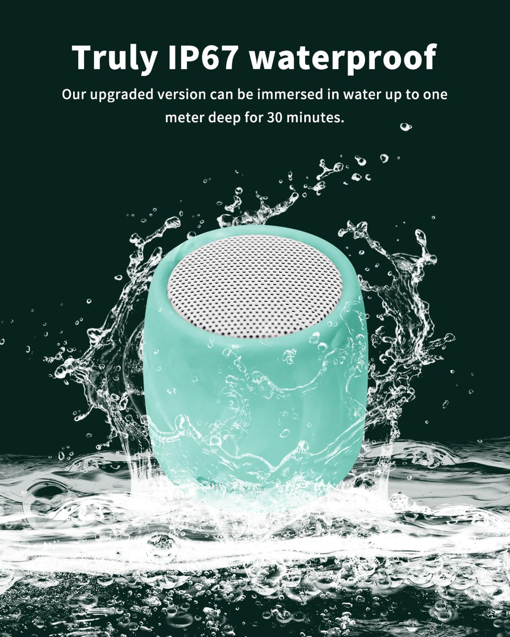 Waterproof Speaker, Small Bluetooth Speaker with Stereo Sound and Robust Bass, Mini Speakers with Hands-Free Call, IPX7 Waterproof, Portable Speakers for Shower, Indoor & Outdoor, Gift for Men, Women