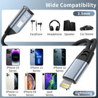 Magnetic Lightning to 3.5mm Headphone Jack Adapter, [Apple MFi Certified] 2 in 1 iPhone Headphone Adapter Aux Audio and Charger Adapter, iPad Headphone Adapter Charging Cable Splitter for iPhone 14 13