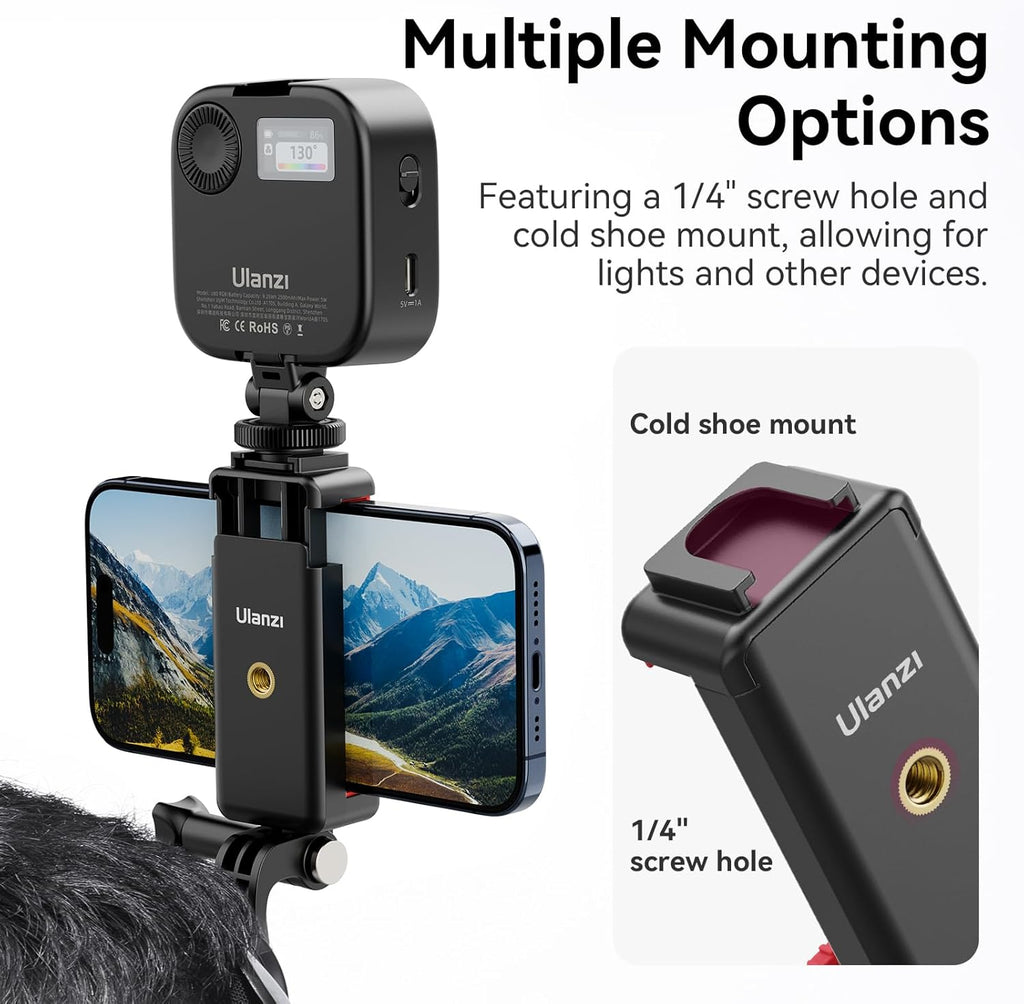 ULANZI CM027 Phone Head Strap Mount Support Vertical Shots for iPhone, GoPro Hero 12 11 10 9 8 7 6 5 4 Session 3+ 3 2 1 Max, DJI Osmo Action, Insta360, Action Cameras Head Mounted Phone Holder
