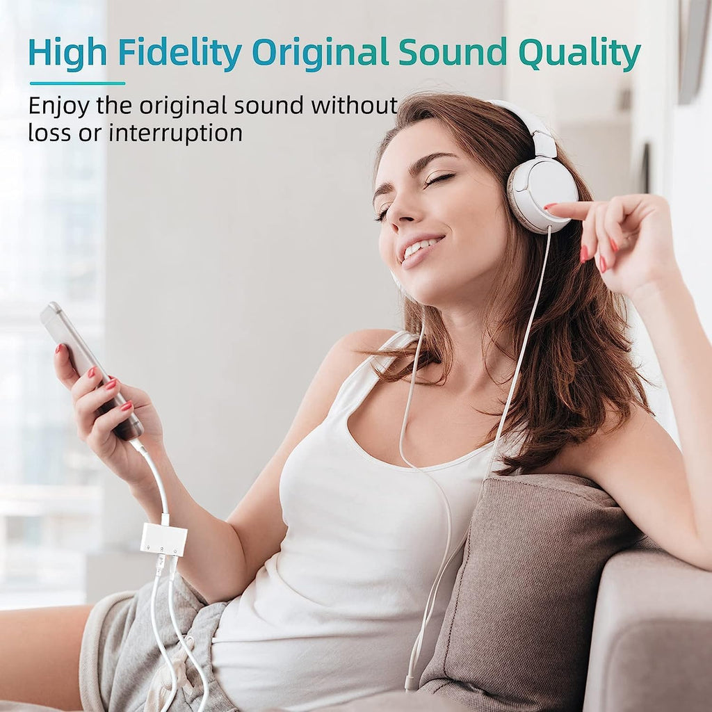 iPhone Microphone Adapter for Live-Streaming Lightening to Microphone & 3.5mm Headphone Adapter with Charging Port iPhone Audio & MIC Splitter Compatible for iPhone 14 13 12 11 X