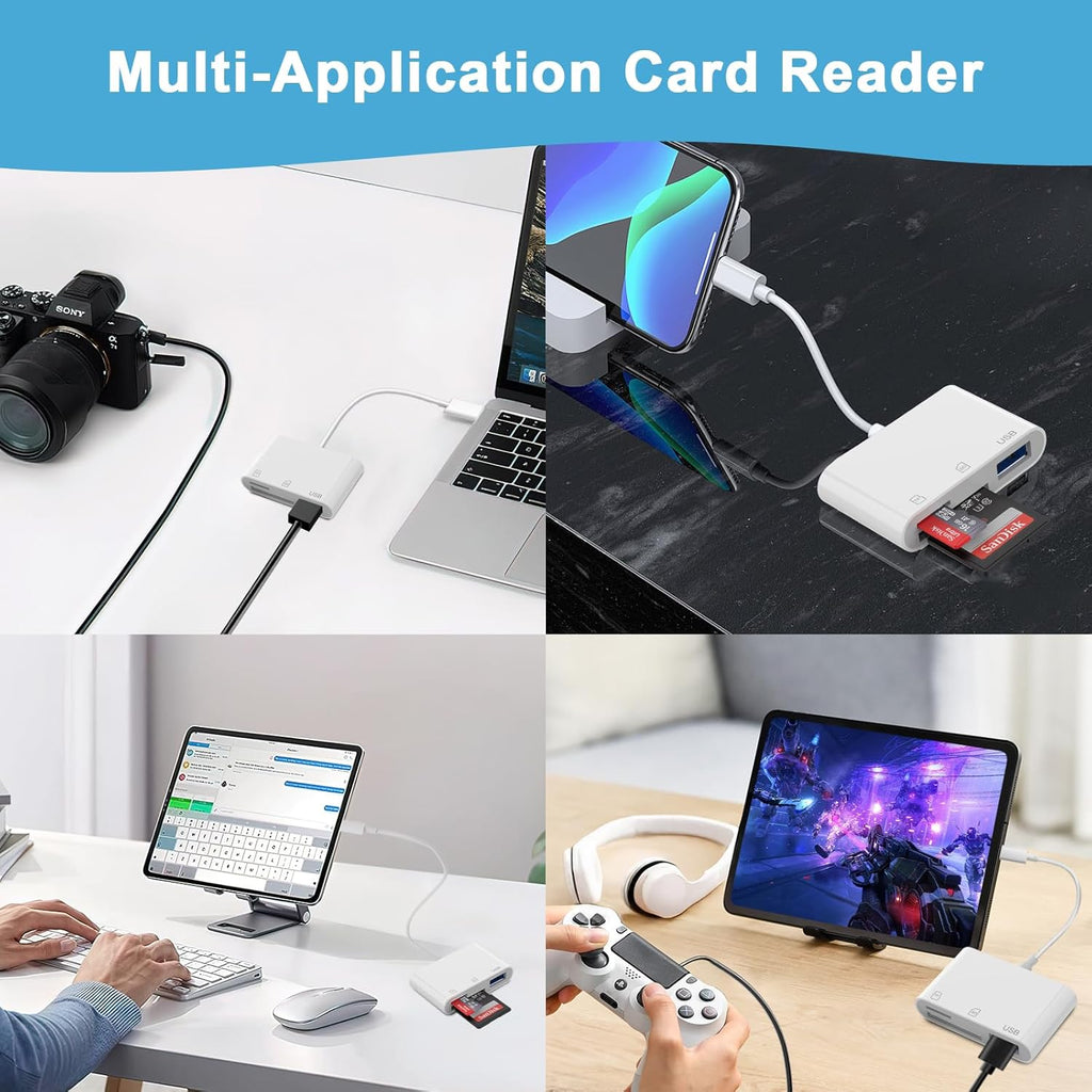 SD Card Reader USB C, USBC to Micro SD Memory Card Adapter Dual Slots with USB 2.0 Camera Adapter for Digital Camera, iPhone 15/16/17, iPad, Mac, MacBook Pro/Air, Android, Laptop