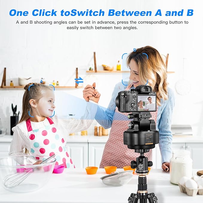 Soonpho M6 Auto Face Tracking Motorized Rotating Panoramic Tripod Head, Remote Control 360° Pan Tilt Head with Mobile Phone Clip for DSLR Cameras, Camcorders, Smartphones, Tripod