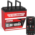 12V 100Ah Mini Bluetooth LiFePO4 Battery, 12 Volt Lithium Battery Bulit in 100A Smart BMS with Low-Temp Protection, 100Ah Lithium Battery Great for Marine, Trolling Motor, RV, Camper, Solar