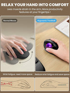 Wireless Trackball Mouse, Ergonomic Bluetooth Rechargeable Computer Mouse, Backlit Rollerball Thumb Laptop mice with 5 Level DPI, Adjustable Angle, 3 Devices Connection for PC, Windows - Purple Ball