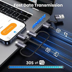 240W Multi Charging Cable, 4ft 6-in-1 USB C Cable Fast Charging Cords with USB-C/A Ports to IP/Type C/Micro Connectors for Pad/Cell Phones/Tablets/Laptop