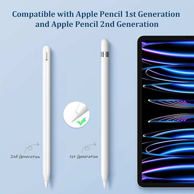 Upgraded Replacement Tips for Apple Pencil Pro/2nd Gen/1st Gen/USB-C,No Wear Out Pencil Nibs Precise Control - Replacement Nibs for Apple iPad Pencil - 8 Pack White