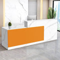 Reception Desk with Counter Modern Checkout Counter with Lockable Drawer Keyboard Tray Receptionist Desk for Office Salon Reception Table U Left 59inch/150cm