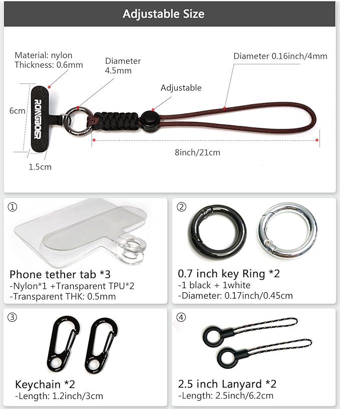 Cell Phone Lanyard Wrist Strap,Key Lanyard for Women,Phone Charms Strap,Short Wrist Lanyard for Keys,Keychain Lanyard (Coffee Black)