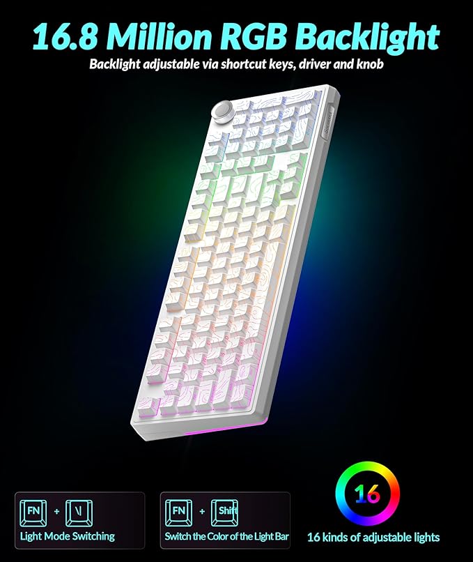 KI99 Pro 96% Wireless Mechanical Keyboard, RGB Gaming Keyboard, Hot-Swappable Pre-Lubed Switches, Gasket Structure Creamy Keyboards for Gamer/PC/Laptop (White)