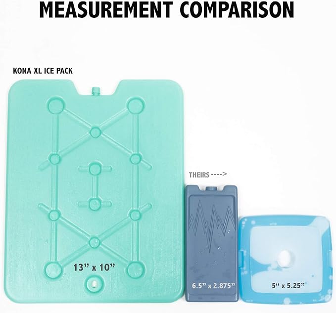 Kona XL Large Cooler Ice Pack - Reusable Long Lasting Dry Ice Packs, 10x13 Inch, 25 Min Freeze